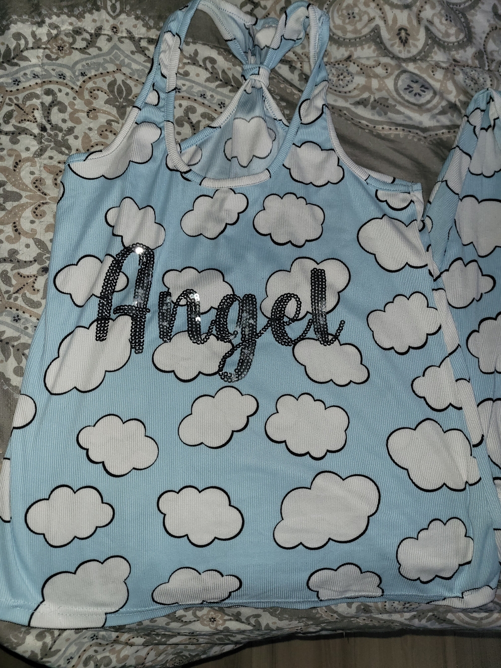 Women’s Cloud-Print Blue Sleep Tank and Shorts Set - Picture 5 of 5